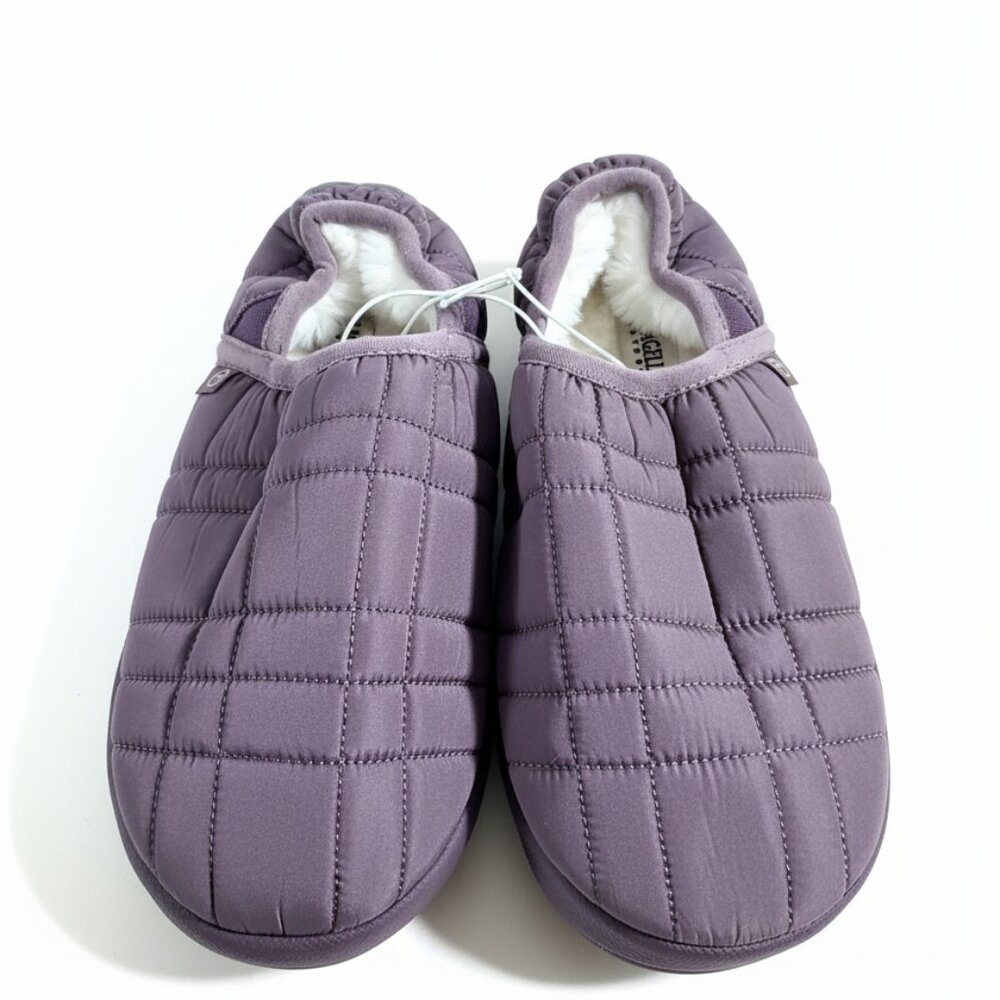 Magellan Women's Puffer Slippers Sherpa Lining Hard Sole Maroon NEW